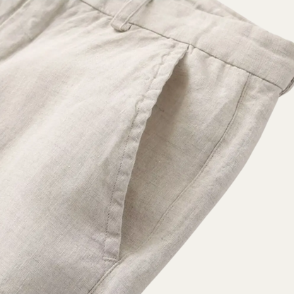 Alderfall Men's Linen Pants Casual Loose Fit Beige
