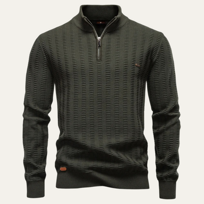 Men's Quarter Zip Winter Sweater Knit
