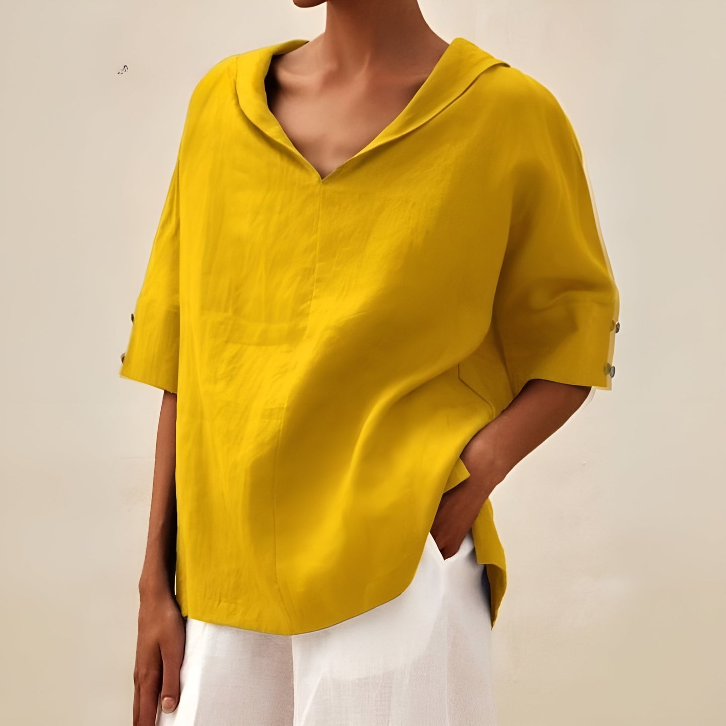 Women's V Neck Short Sleeve Blouse