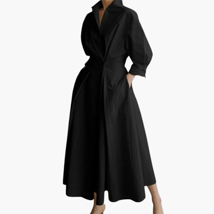 Women's Long Shirt Dress Button Front Waist Detail