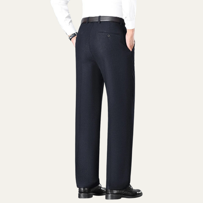 Men's Double Pleated Straight Leg Dress Pants Wool