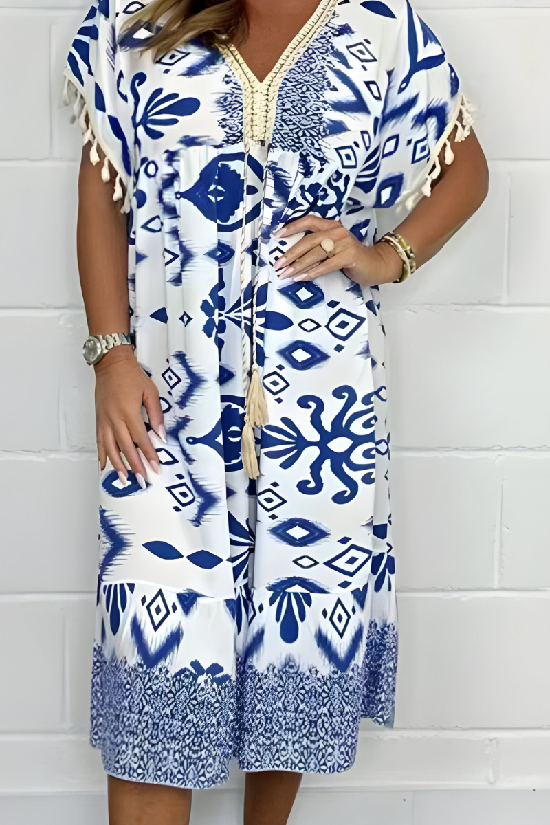 Women's Casual Midi Dress Loose Fit Draped - Vonnera