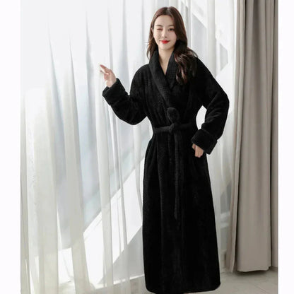 Women's Plush Hooded Bathrobe Soft