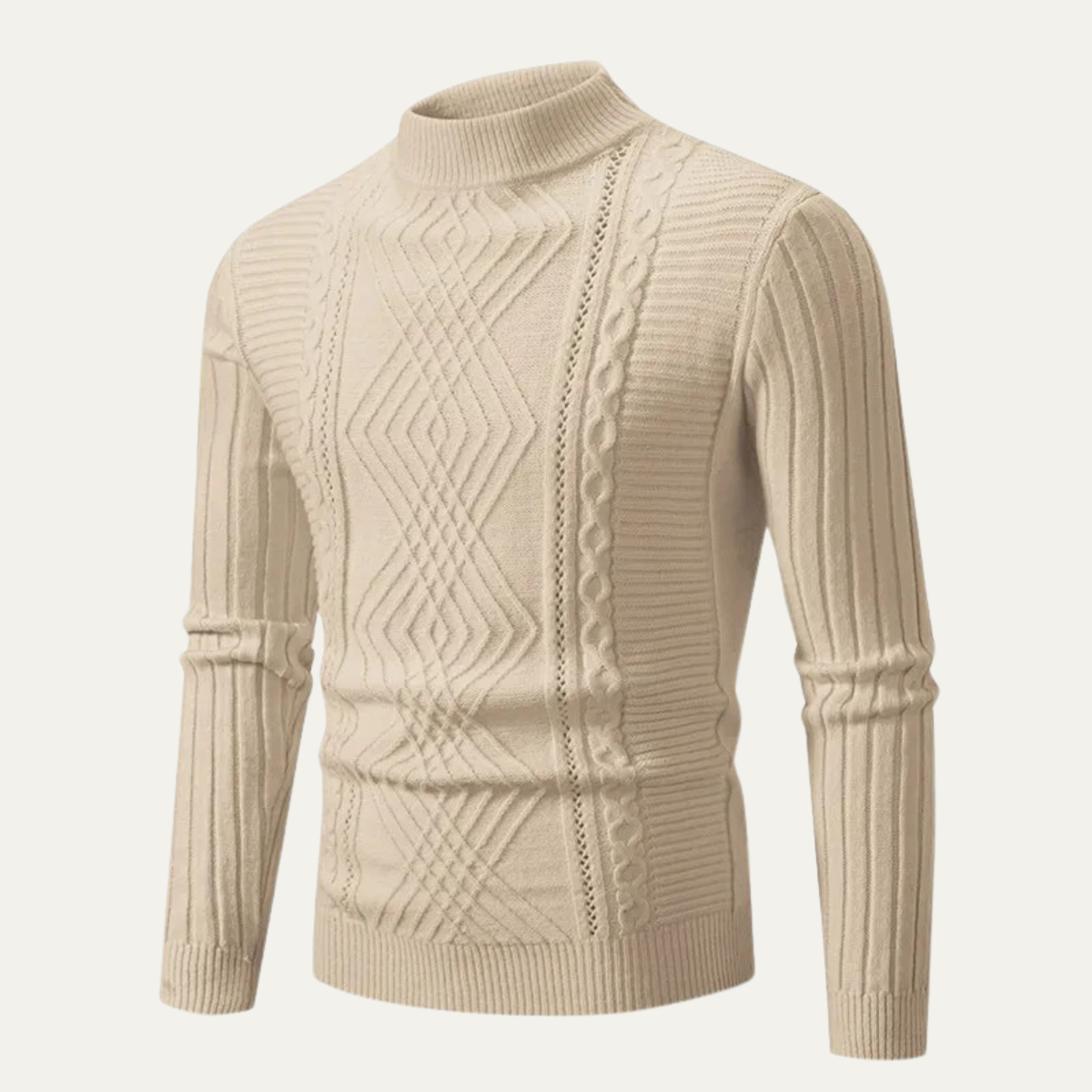 Men's Slim Fit Knitted Mock Neck Sweater