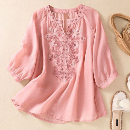 Serafina Cotton-Linen Blouse
