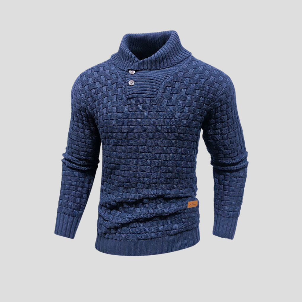 Men's Button Up Half Collar Sweater