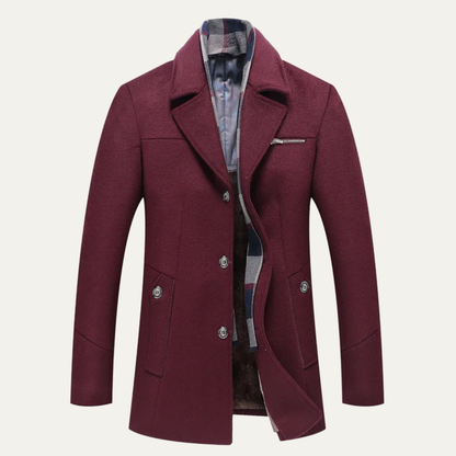 Men's Wool Blend Long Winter Business Coat