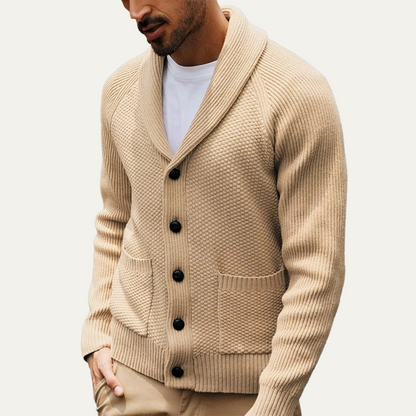 Men's Shawl Collar Cardigan Button Up Sweater