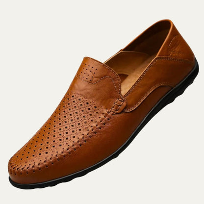 Men's Leather Loafers Breathable Slip On Shoes
