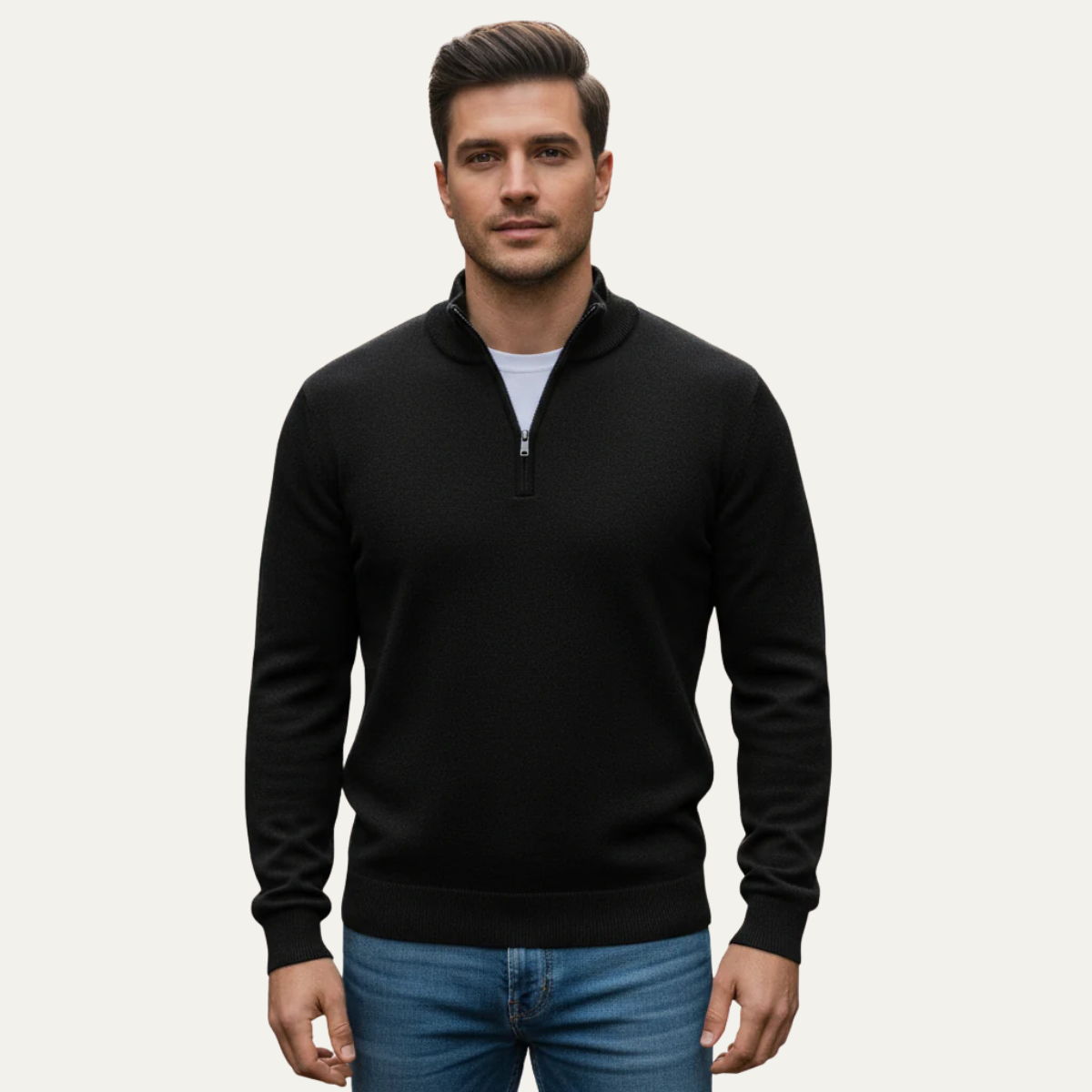 Men's Soft Knit Cotton Sweater Half Zip Casual