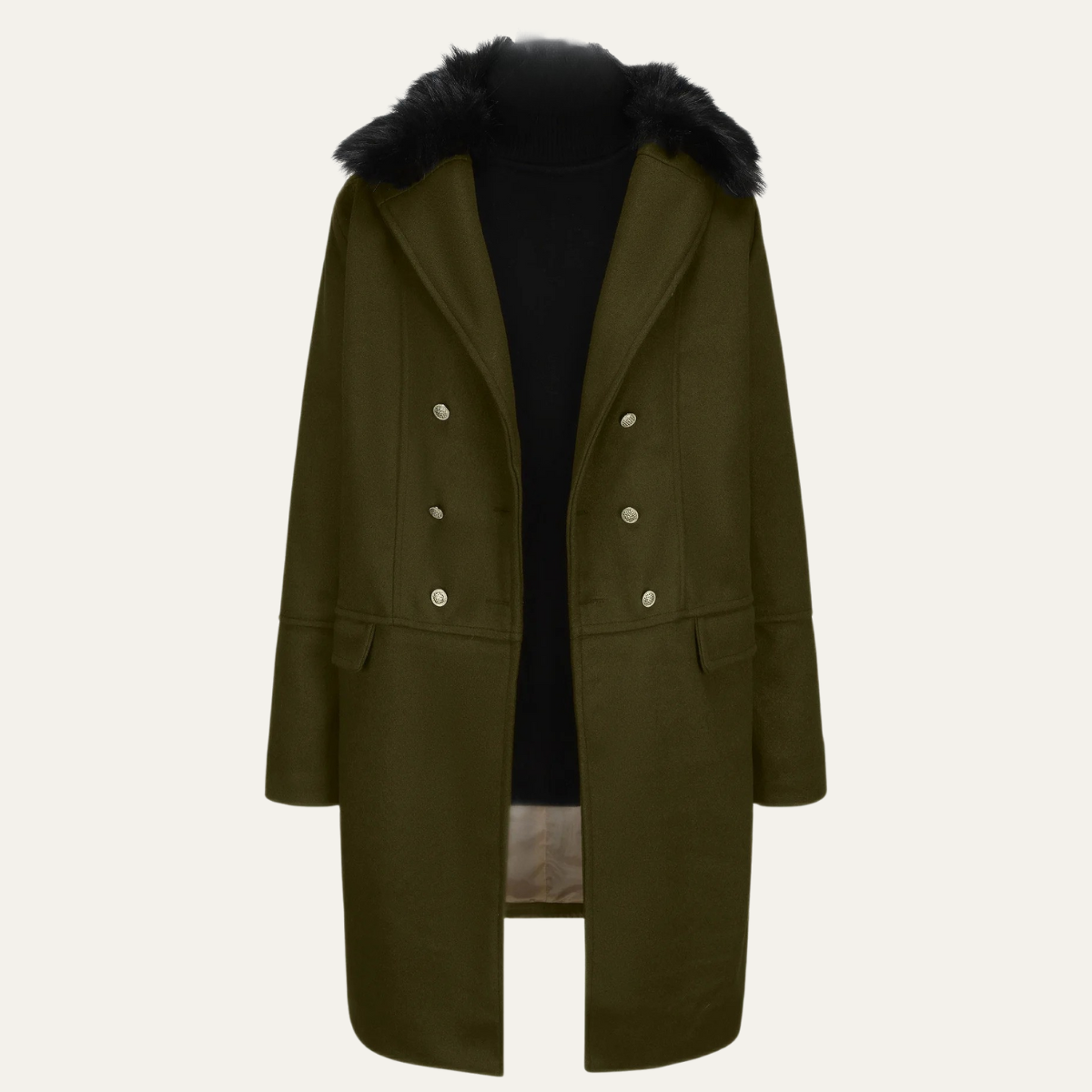 Men's Fur Collar Double Breasted Streetwear Jacket