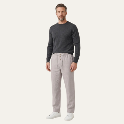 Men's Cotton Linen Straight Leg Pants Lightweight