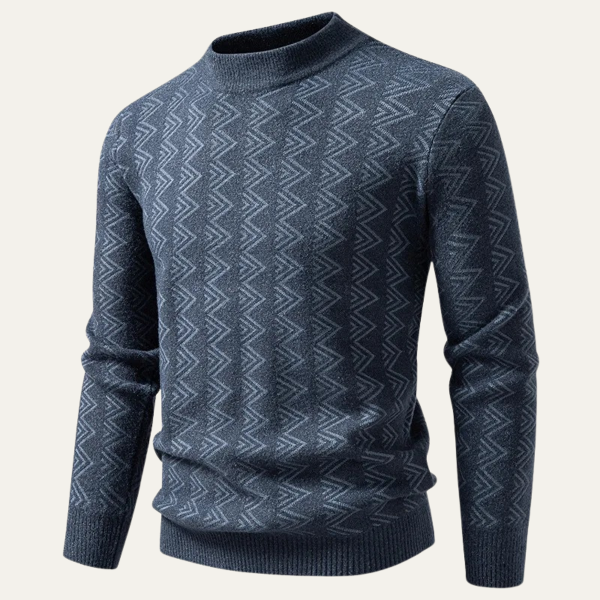 Men's Crew Neck Geometric Sweater Wool Blend Warm