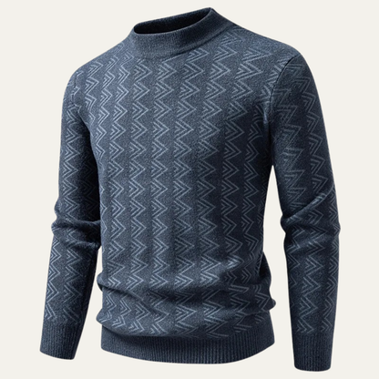 Men's Crew Neck Geometric Sweater Wool Blend Warm