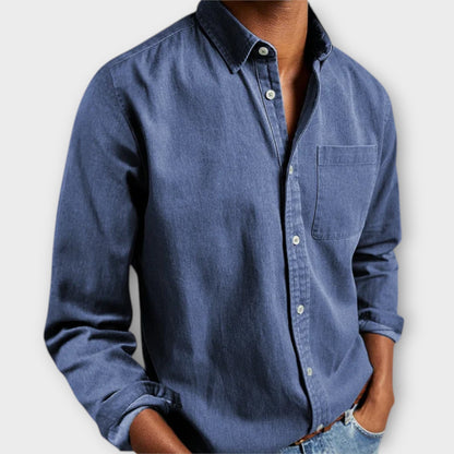 Men's Long-Sleeve Dress Shirt With Chest Pocket