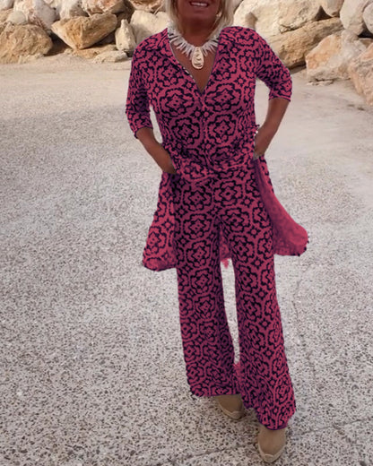 Women's Printed Two-Piece Set Everyday Wear