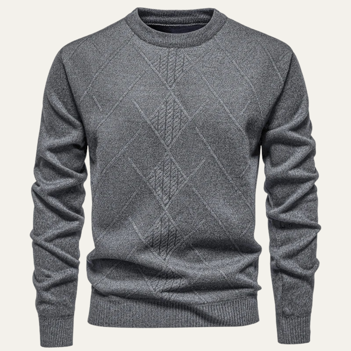 Men's Diamond Pattern Crew Neck Knit Sweater