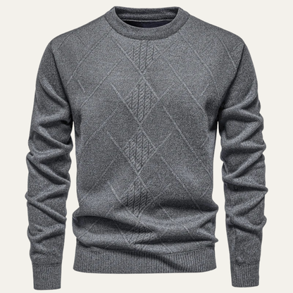 Men's Diamond Pattern Crew Neck Knit Sweater