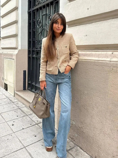 Women's Cropped Tweed Jacket Timeless Sophistication