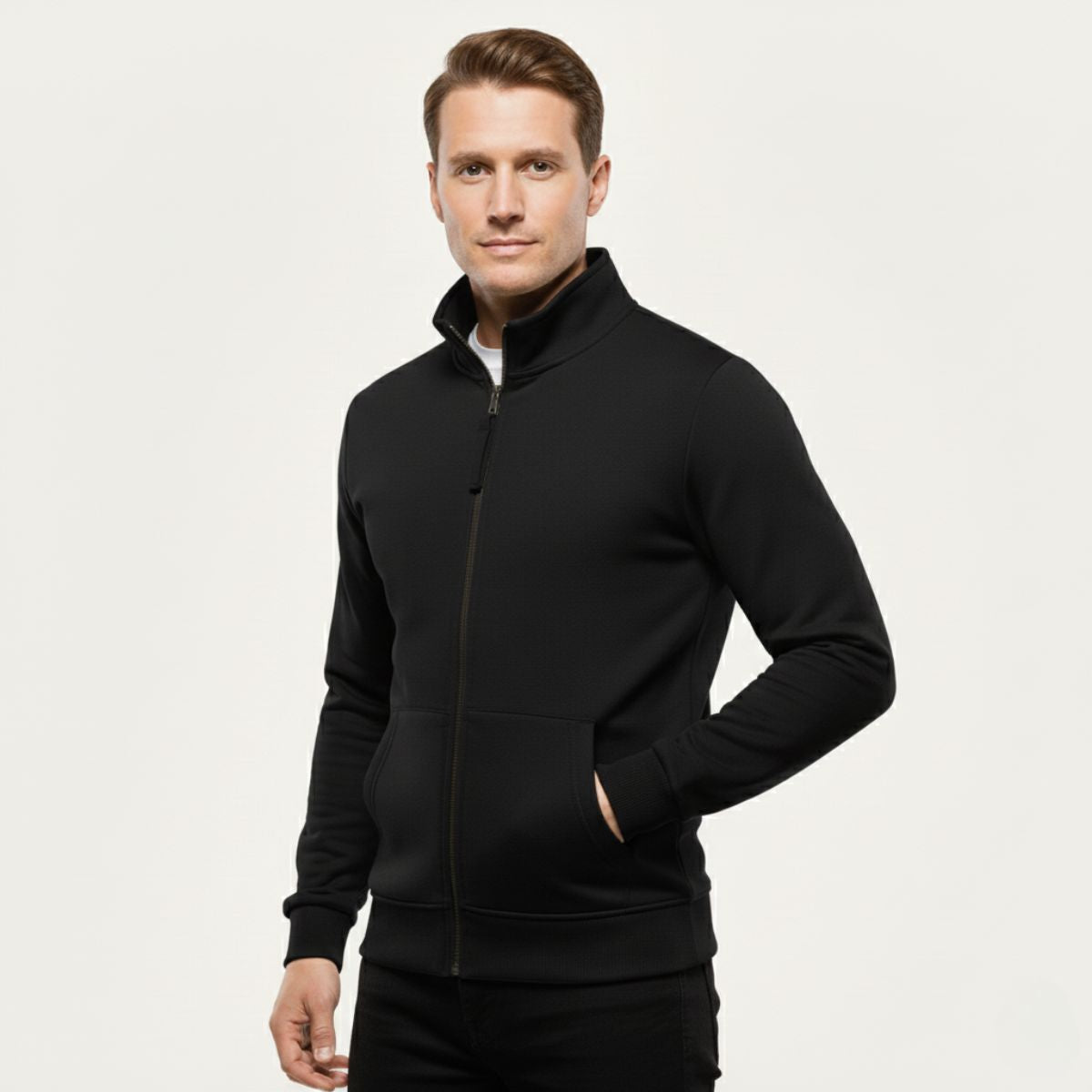 Men's Cotton Zip Up Jacket With Pockets
