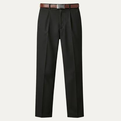 Men's Classic Straight Leg Pants Double Pleated Cotton