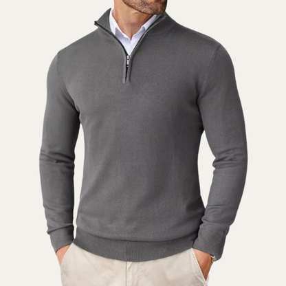 Men's Quarter Zip Mock Neck Knitted Sweater