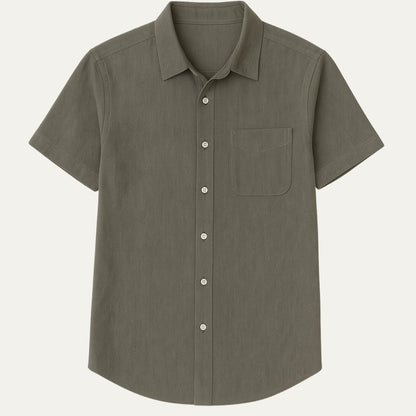 Men's Linen Short-Sleeve White Shirt - Vonnera