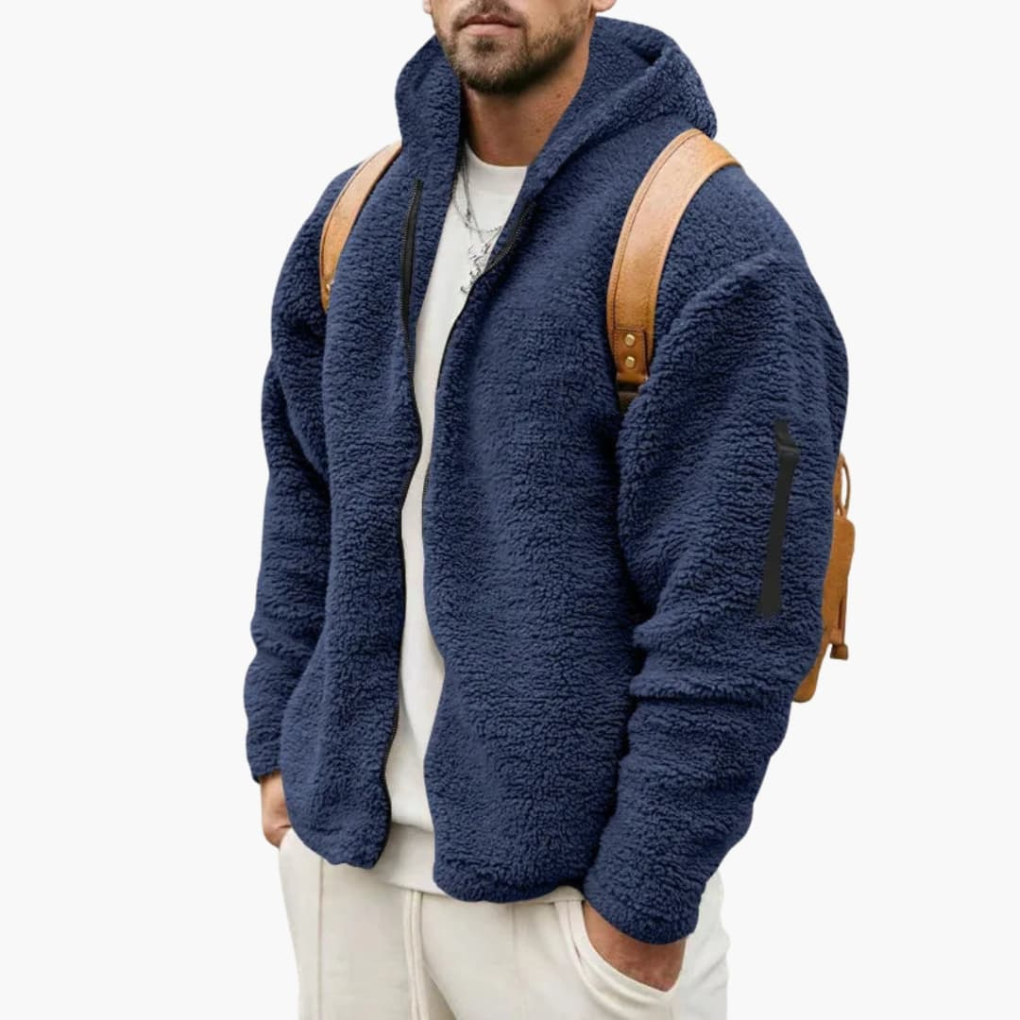 Men's Fleece Hooded Full Zip Jacket - Vonnera