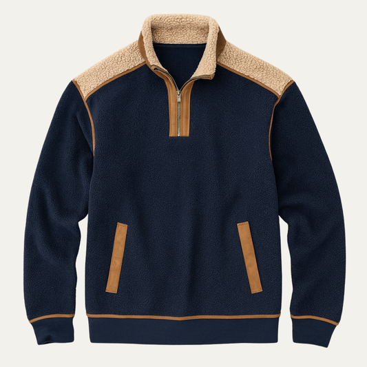 Men's Colorblock Half Zip Fleece Sweater - Vonnera