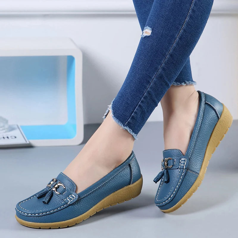 Women's Leather Cut-Out Ballerina Flats