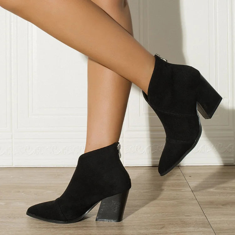 Women's Ankle Boots Zip Block Heel