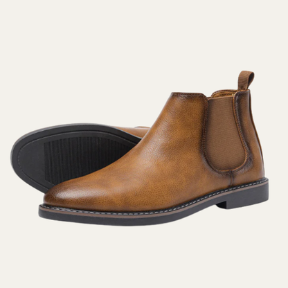 Men's Leather Ankle Boots Slip On Black - Vonnera
