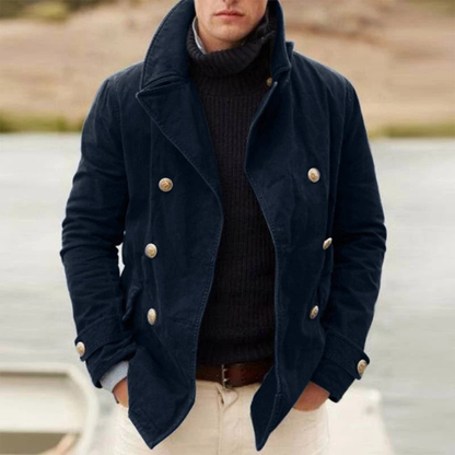 Winchester Men's Double Breasted Peacoat Wool Casual Navy
