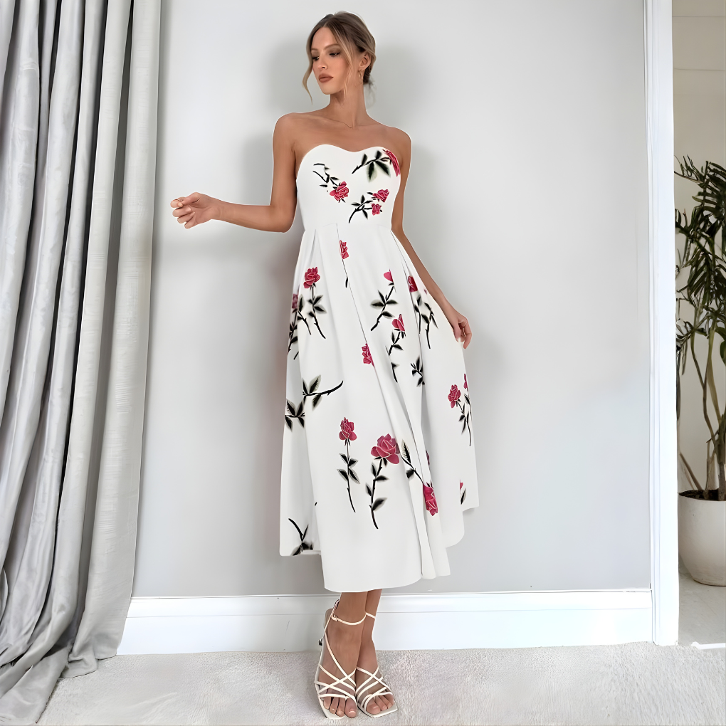 Women's Sleeveless Floral A-Line Dress