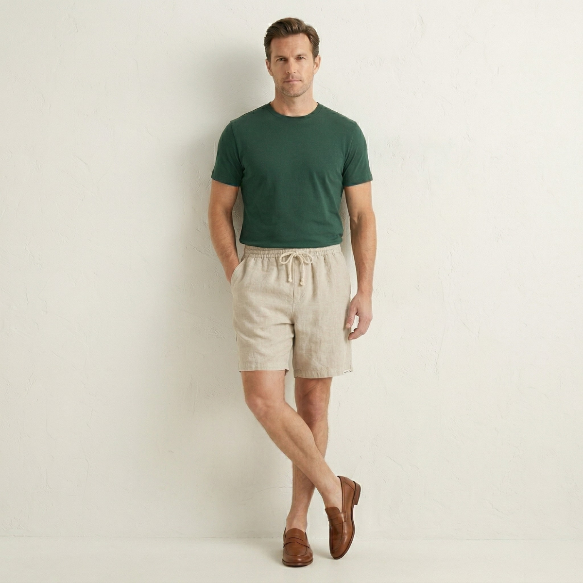 Men's Slim Fit Drawstring Beach Shorts