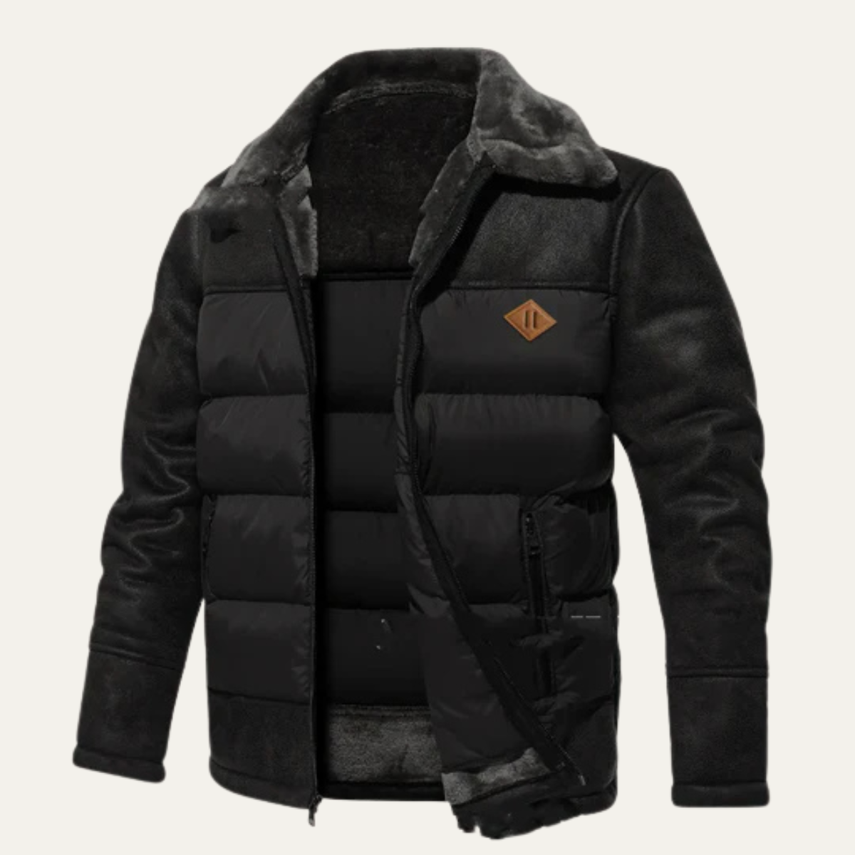 Men's Quilted Faux Leather Jacket