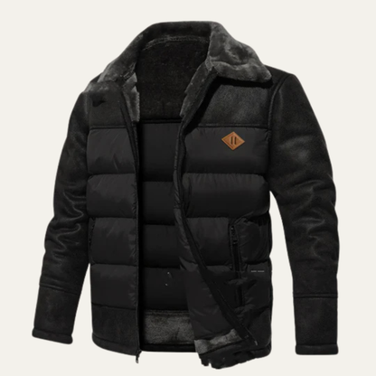Men's Quilted Faux Leather Jacket