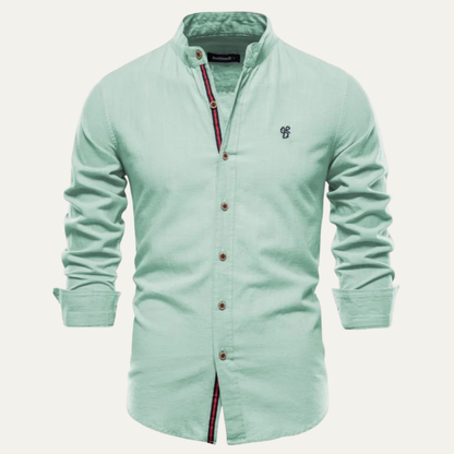 Men's Slim Fit Business Shirt Cotton Stand Collar White