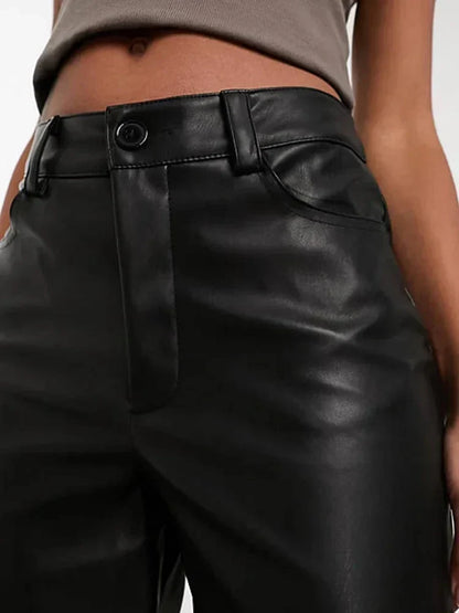 Women's High-Waist Leather Pants