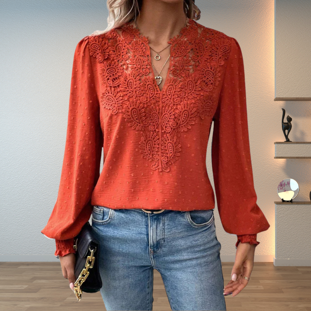 Women's Lace Blouse Guipure Panel - Vonnera