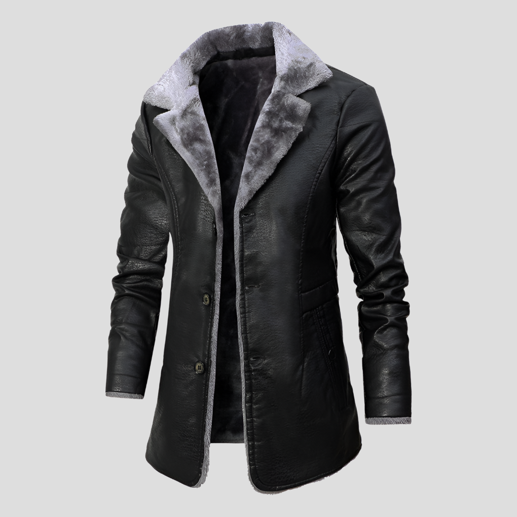 Men's Leather Shearling Coat - Vonnera