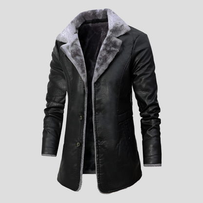 Men's Leather Shearling Coat - Vonnera