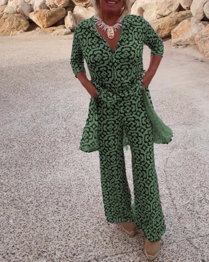 Women's Printed Two-Piece Set Everyday Wear