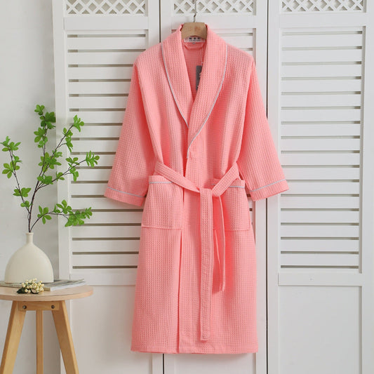 Cotton Waffle Bathrobe Lightweight Kimono Style - Vonnera