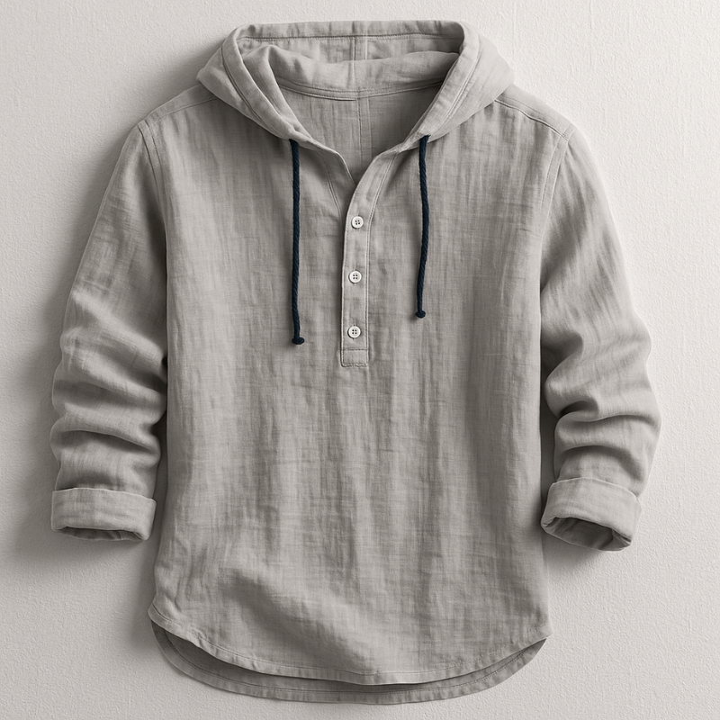 Men's Button Neck Pullover Hoodie