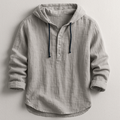 Men's Button Neck Pullover Hoodie