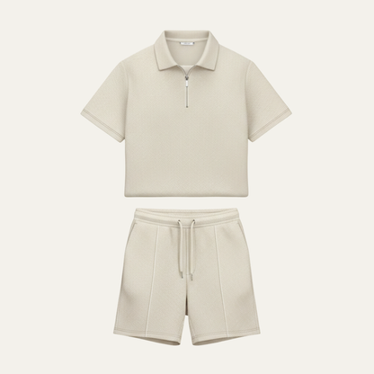Men's Casual Summer Shirt And Shorts Set Solid Color
