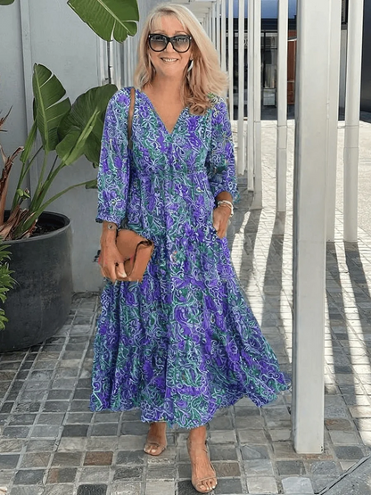 Women's Long Sleeve Maxi Boho Dress