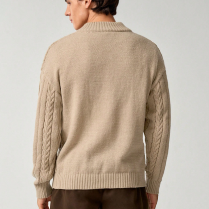 Men's Cable Knit Half Zip Sweater Chunky Warm Knit