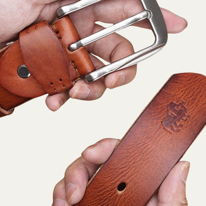 Men's Vintage Leather Belt Cowhide Classic Buckle